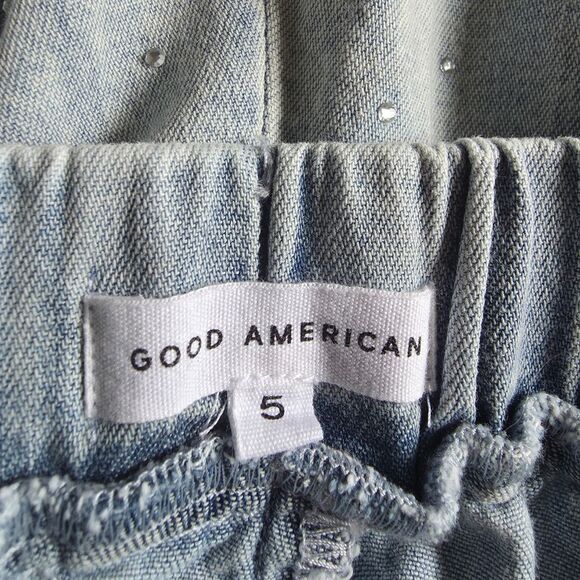 Good American Shorts Denim Dolly Crystal Rhinestone Pull-On Plus Size 3 L 12/14 - Picture 2 of 7